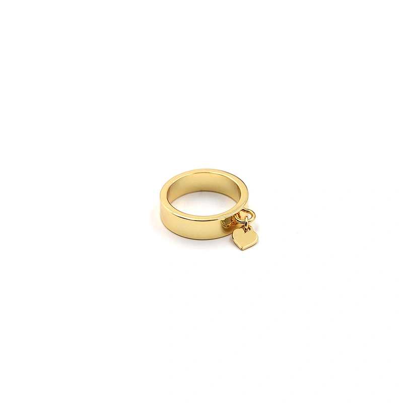 Trendy design 18K gold plated brass little heart charm chunky ring