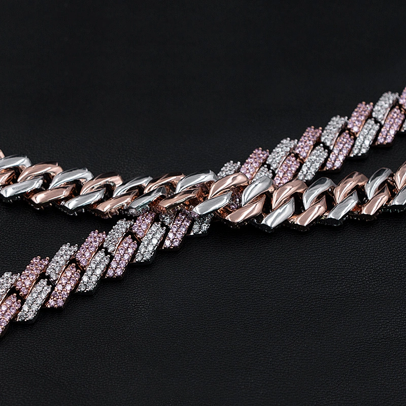 Hip-Hop Style Pink CZ Thick Brass Chain
