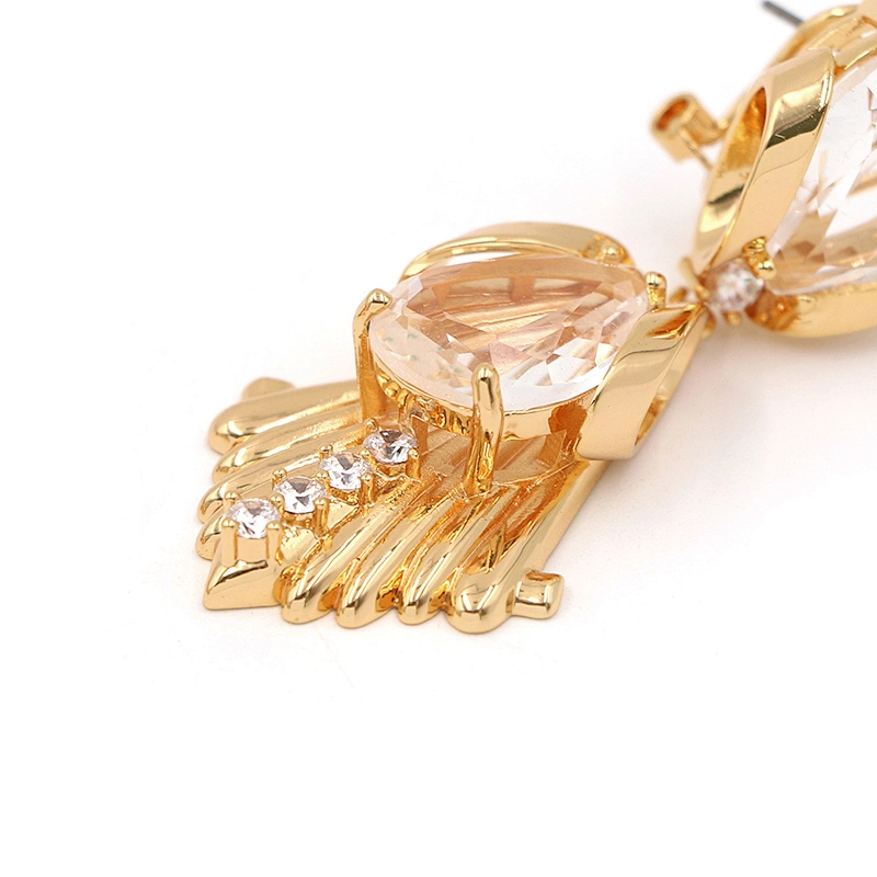 CZ Diamond Earrings Gold Plated Luxury Bridal Jewelry Dangle Earring Crystal Custom