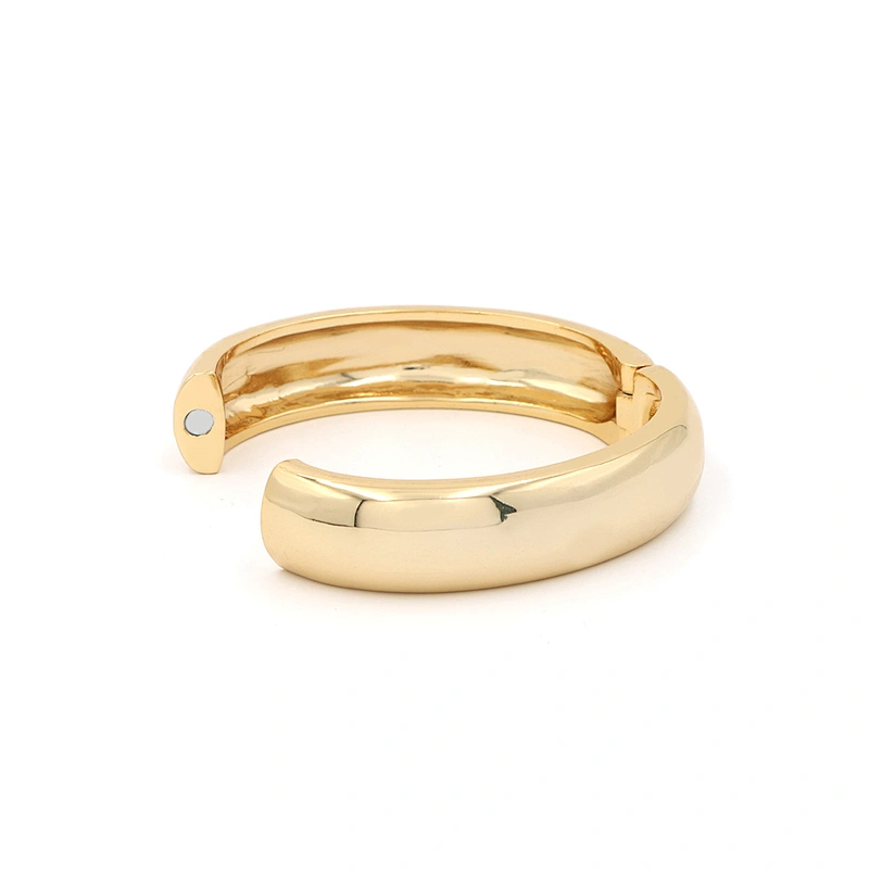 18K gold plated brass openwork customized size magnet closure women cuff bracelet bangle