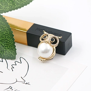 Fashion Owl Gold Plated Brass Brooch with Magnet