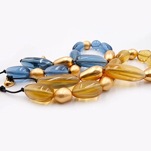 Custom Resin Gold Plated Blue Yellow Irregular Shape Chain