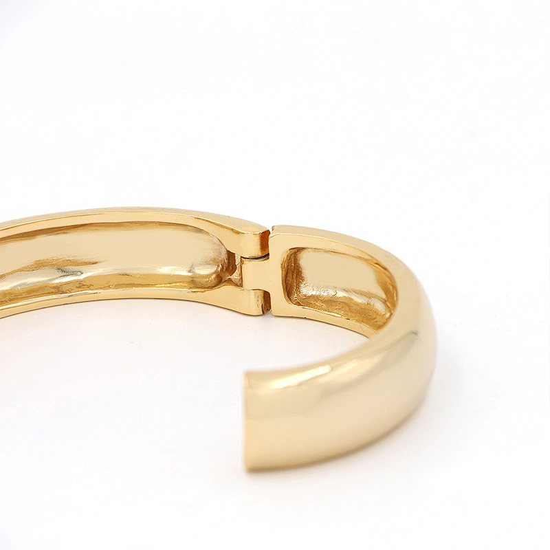 18K gold plated brass openwork customized size magnet closure women cuff bracelet bangle