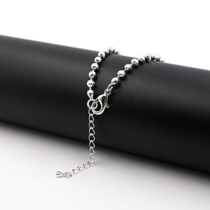 Minimalism Silver Plated Bead Brass Chain