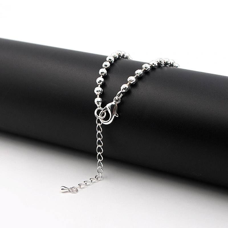 Minimalism Silver Plated Bead Brass Chain
