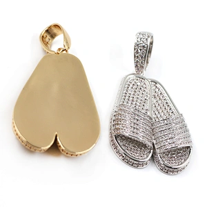 Hip hop jewelry streetwear iced out zircon slipper pendant
