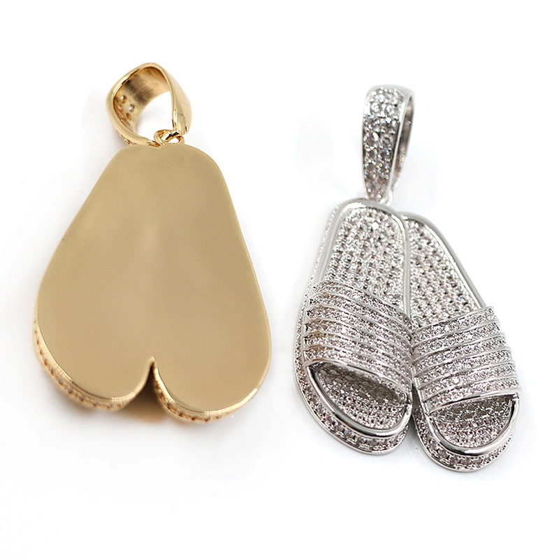 Hip hop jewelry streetwear iced out zircon slipper pendant