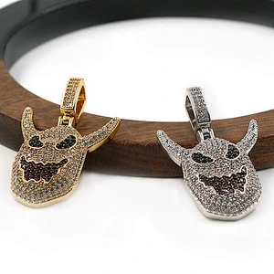 Luxury Rhodium Gold Color Ice out White Zircon Ghost Grimace Evil Shape Pendants