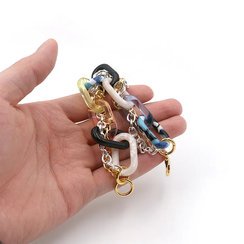 Fashion multi-color resin acrylic link chain bracelet