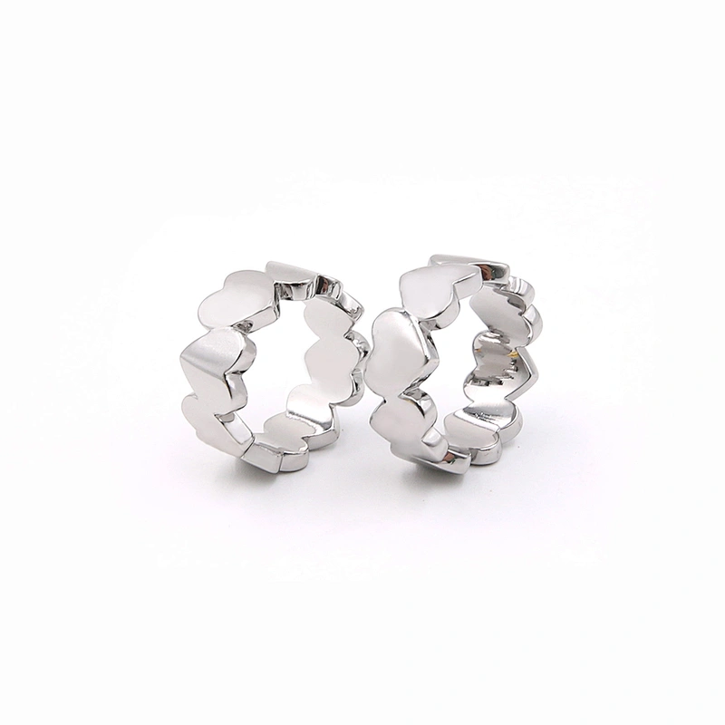 Fashion design heart shape brass gold plated band ring for gift