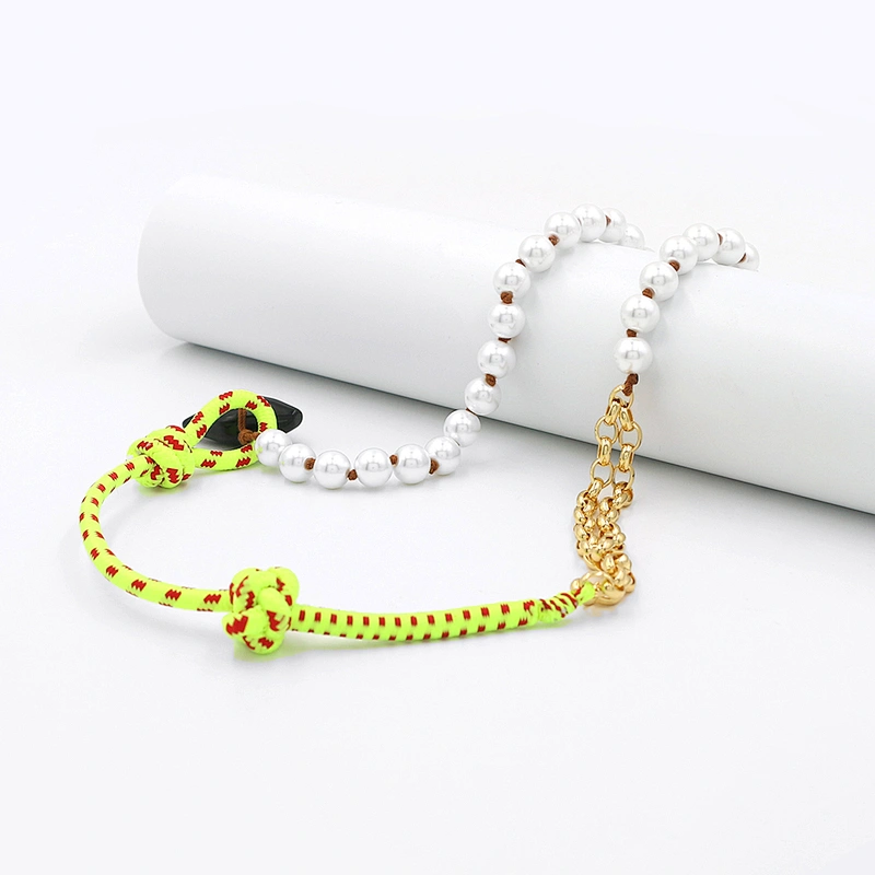 Fashion Custom Pearl Nylon Cord Brass Chain