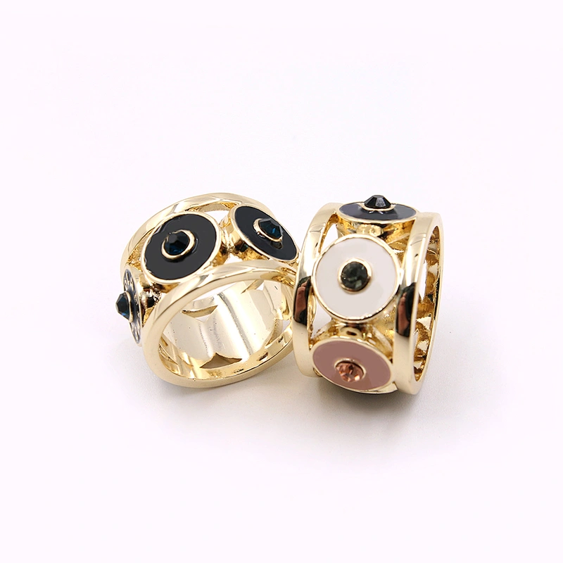 Fashion jewelry enamel gold plated band ring with crystal