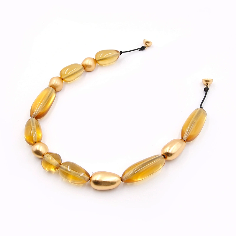 Custom Resin Gold Plated Blue Yellow Irregular Shape Chain