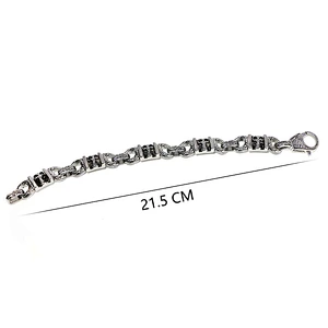Black enamel stainless steel silver plated skull jewellery bracelet for men