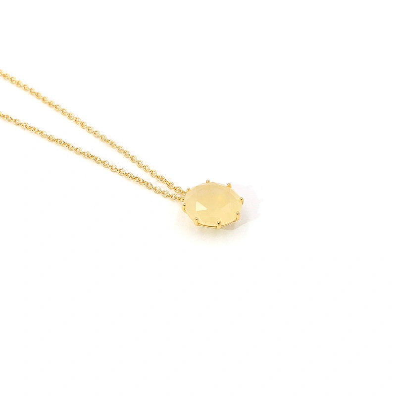 Elegant Yellow Natural Stone Real Gold Plated Necklace