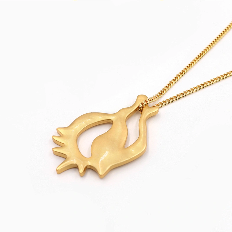 Gold Plated Geometry Hollow-out Pendant Brass Necklace