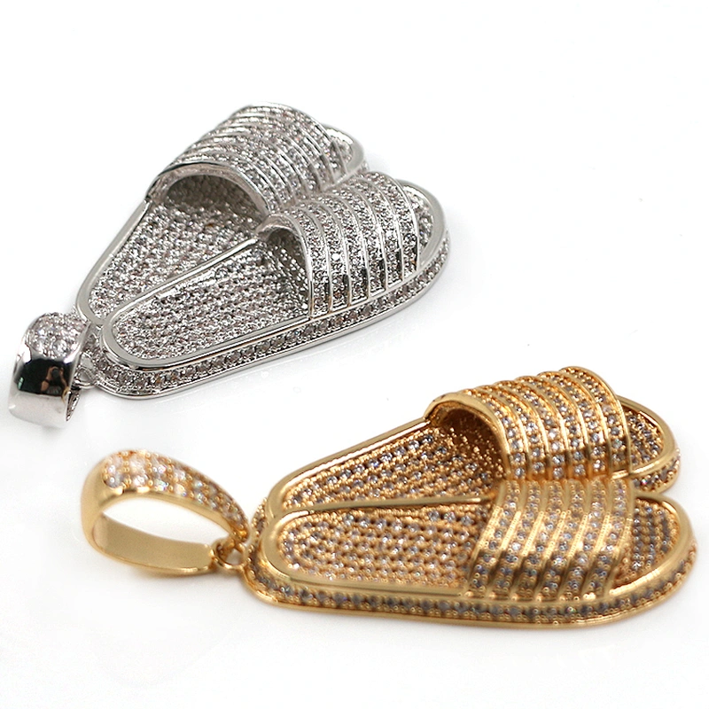Hip hop jewelry streetwear iced out zircon slipper pendant