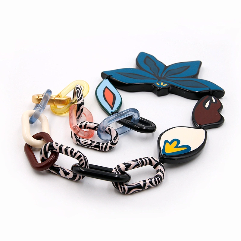 Wholesale Design Eco-Friendly Acetate Blue Flower Multicolor Necklace