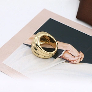 Fashion jewelry Multi layer Gold plated chunky brass ring