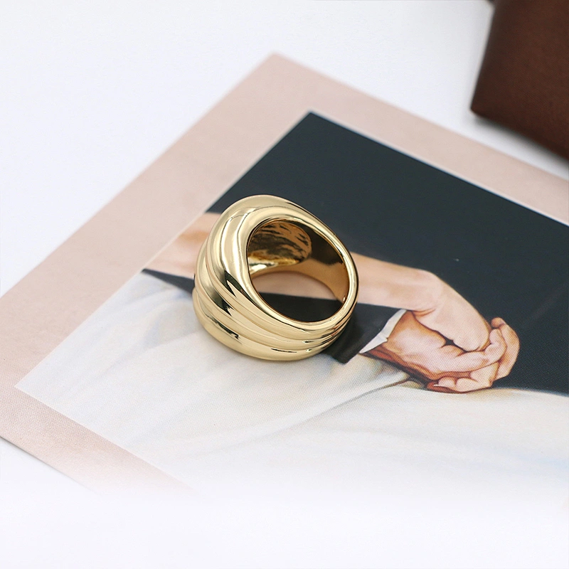 Fashion jewelry Multi layer Gold plated chunky brass ring