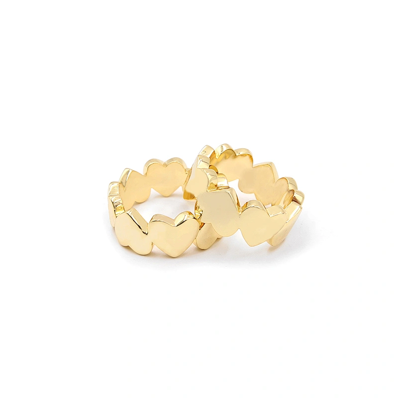 Fashion design heart shape brass gold plated band ring for gift