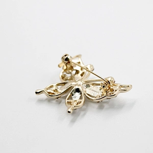 Delicate Butterfly Brooch with Opal and Crystal