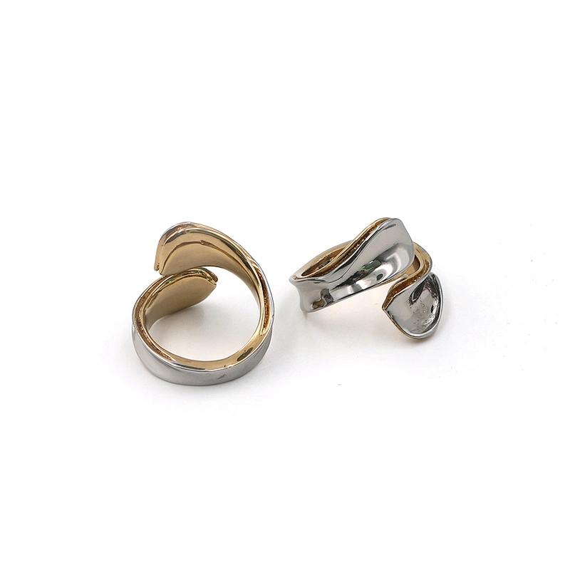 Enamel jewelry gold plated brass open twisted band ring