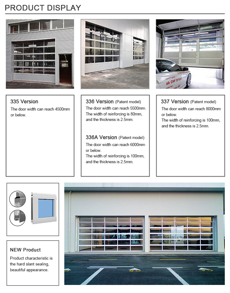villa aluminum glass garage door sectional