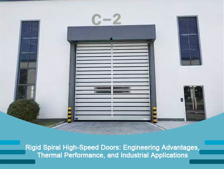 Rigid spiral high-speed doors installed at a modern logistics warehouse facility loading bay