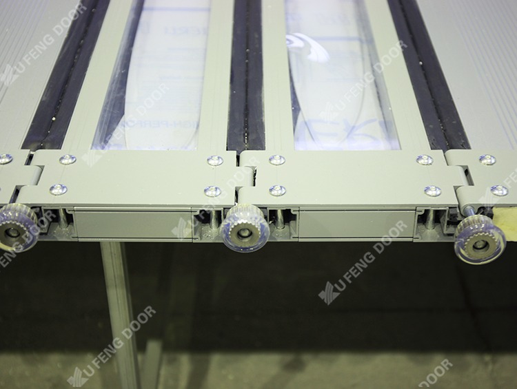 Airtight thermal rapid roll-up barriers slat cross section with PU insulation core and EPDM seals
