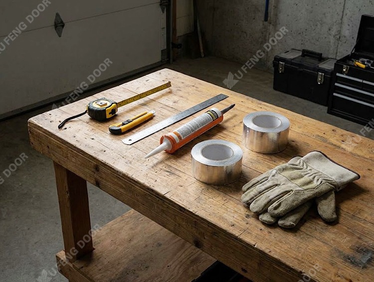 Tools and materials required for insulating a garage door