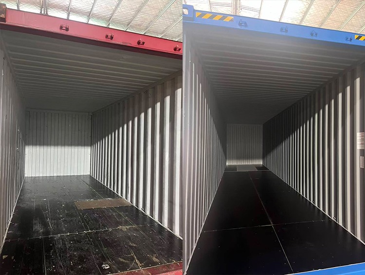 ISO shipping container structural inspection verifying door seals and floor integrity for Russian railway transit