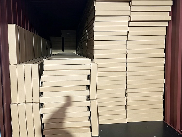 B2B warehouse loading dock with packed products