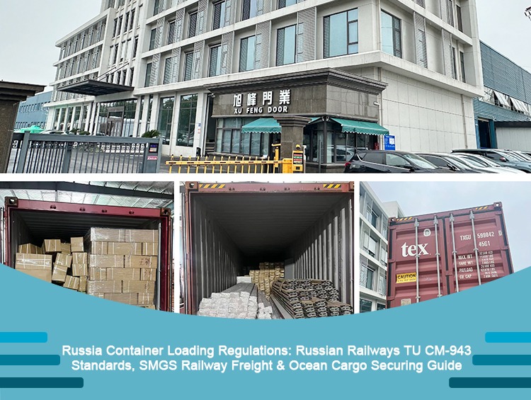 Russian Railways TU CM-943 loading standards applied during export container preparation at factory loading bay