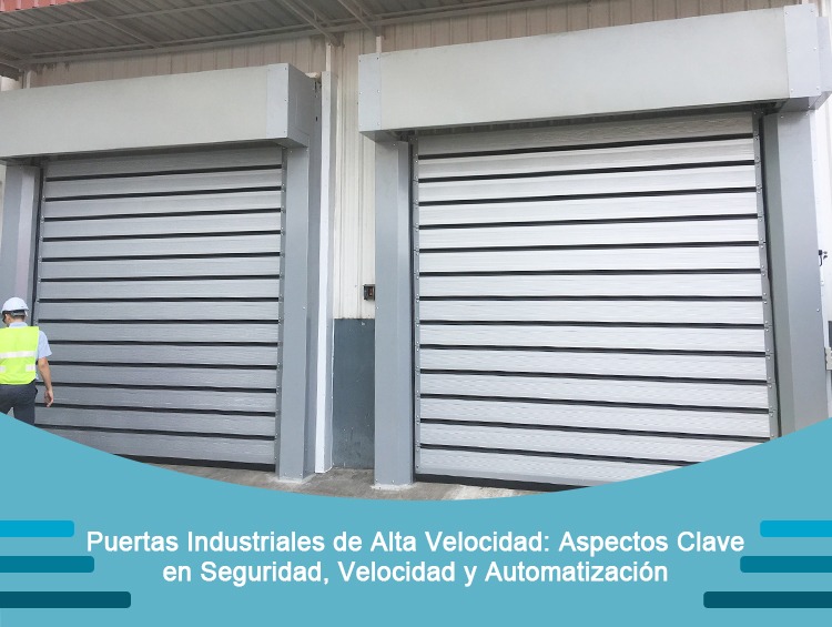 Puerta seccional industrial de alta velocidad instalada en el muelle de carga de un almacén moderno