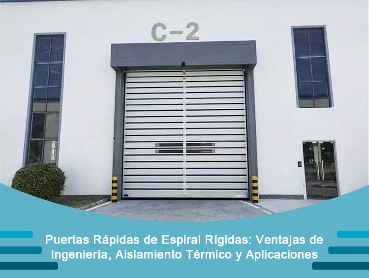 Puertas rápidas de espiral rígidas instaladas en el muelle de carga de un centro logístico