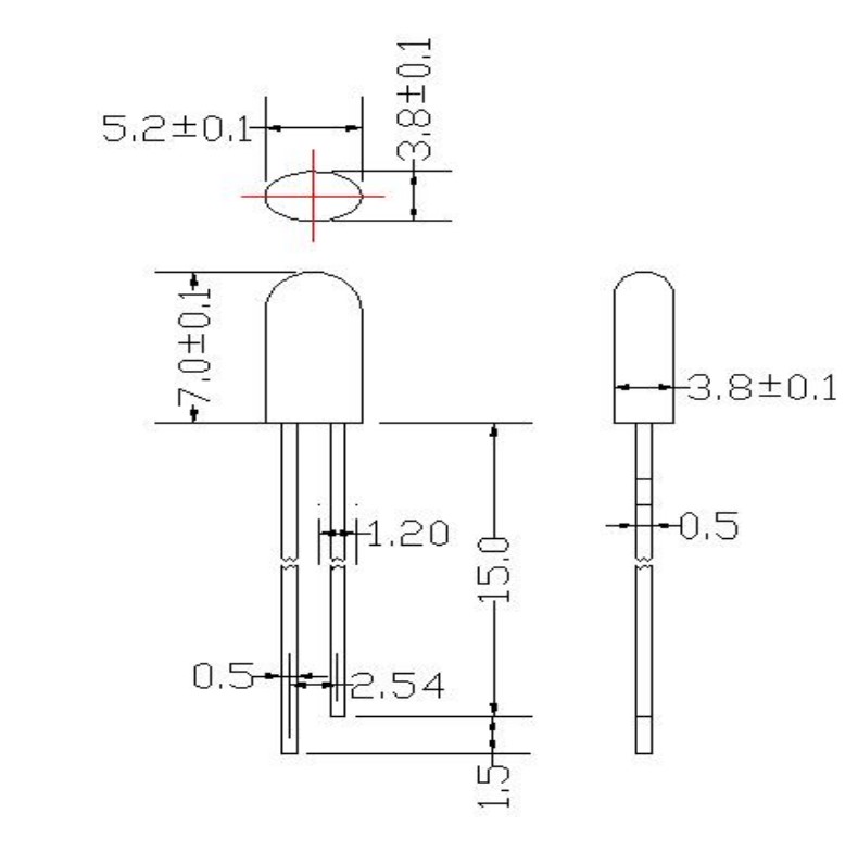 5mm short leg oval led