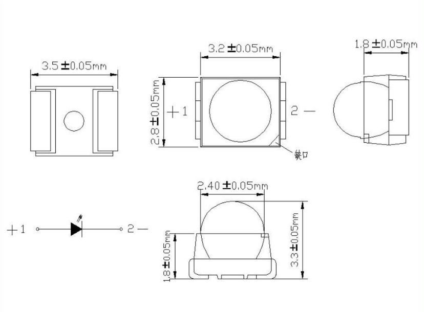 PLCC-2 3528 RED SMD LED