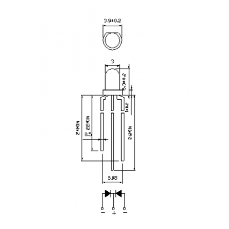 3mm led diode bi-color
