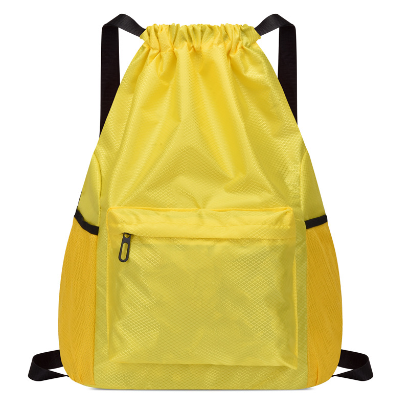 Waterproof Drawstring Backpack Sports Gym Bag with Two Water Bottle Holder