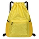 Waterproof Drawstring Backpack Sports Gym Bag with Two Water Bottle Holder