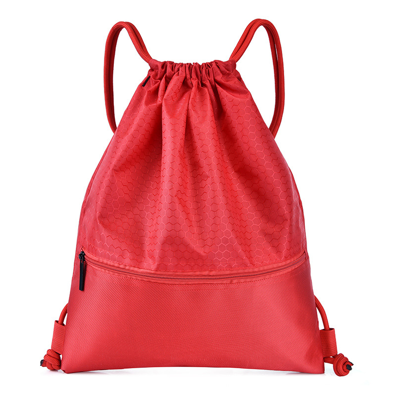Gym Waterproof Draw String Back Sack with Zip Pocket for Men Women
