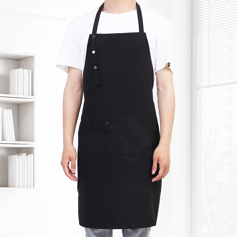 Canvas black waterproof adjustable unisex kitchen work apron with pockets