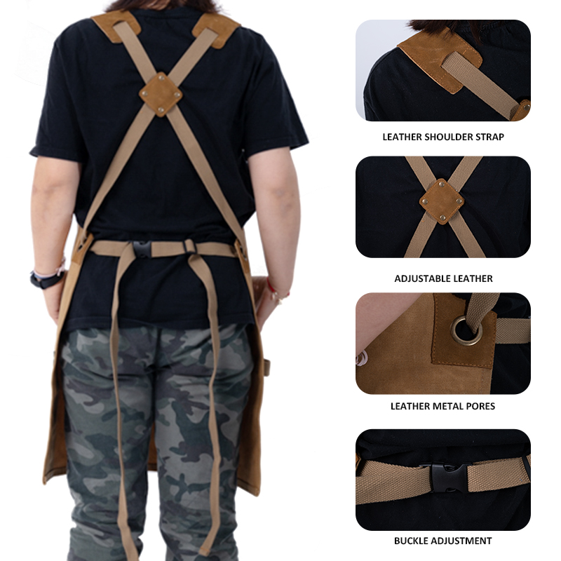 KEFEI Waxed Canvas Apron Heavy Duty Apron With Tool Work Men Garden Custom Design Logo Cotton Apron