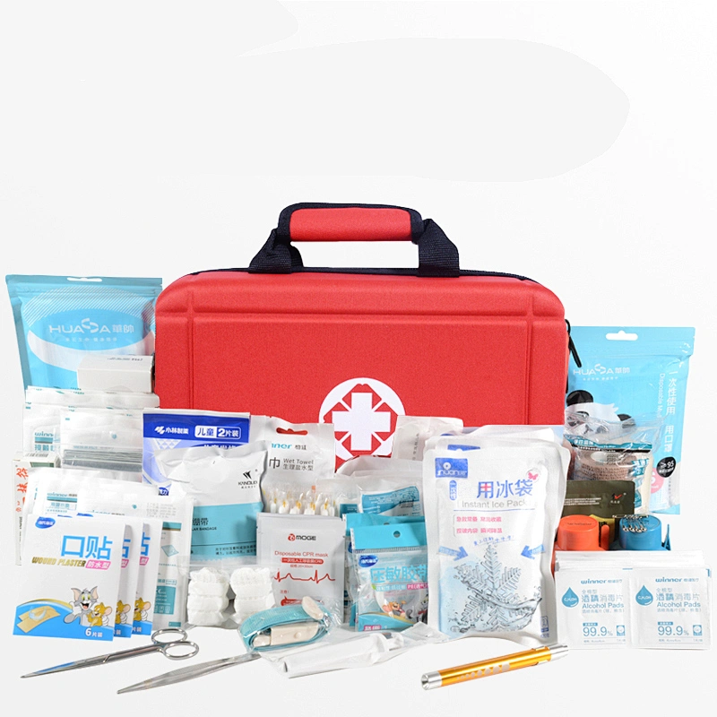 Small MOQ Custom RTS Travel Red Cross Hard Shell Waterproof First Aid Kit Big Eva Case With Shoulder