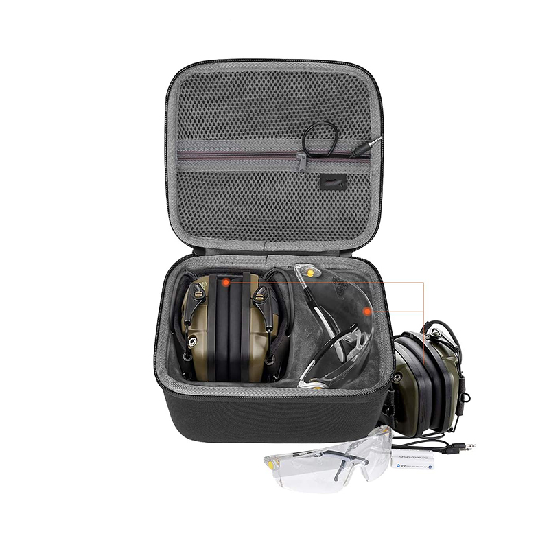 Black Hard Carrying Case for Howard Impact Sport OD Electric Earmuff  and Genesis Sharp-Shooter Safety Eyewear Glasses