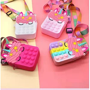 customize silicone Autism Stress Relief purse cute kids cartoon fidget pop bubble unicorn coin purse