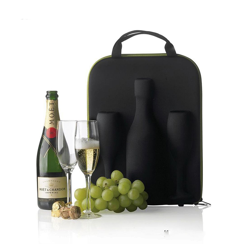 customized eva protective wine glasses carrying gift case for wine bottle