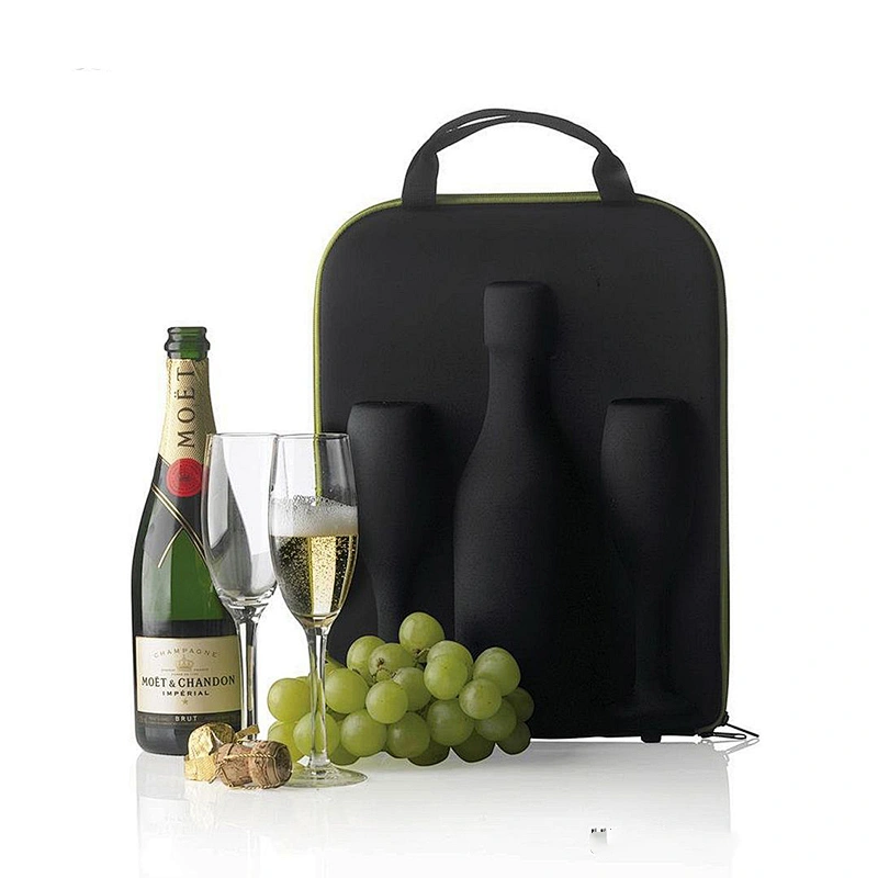 customized eva protective wine glasses carrying gift case for wine bottle