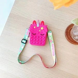customize silicone Autism Stress Relief purse  cute kids cartoon fidget pop bubble unicorn coin purse